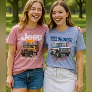 NWT Bundle of two T-shirts “Jeep + Bronco Retro Graphic Shirts (XL)” 100% cotton